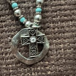 Cross Necklace With Turquoise 