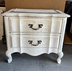 Vintage Heavy White Nightstand