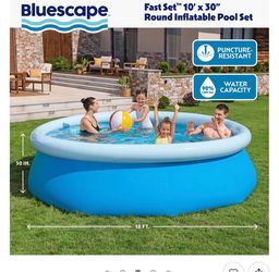 Bluescape Fast Set 10ft x 30in Inflatable Above Ground Pool Set Filter Pump Blue
