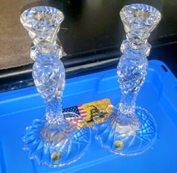 Waterford Crystal Candlestick Holder Set..Sea Jewel Candlestick S/2. Original Boxes
