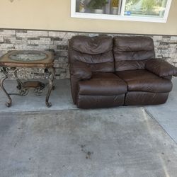 Love Seat Recliner And Side Table