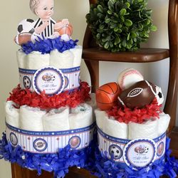 SPORTS ALL STAR ON THE WAY baby shower diaper cakes gift centerpieces