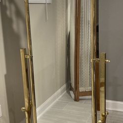 Very Large, solid made real Brass double sided free standing ﻿swing locking angle MIRROR. Vintage. Each Mirror offers a very clear and clean reflectio