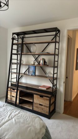 Very High End Shelving Unit with Drawers and Ladder