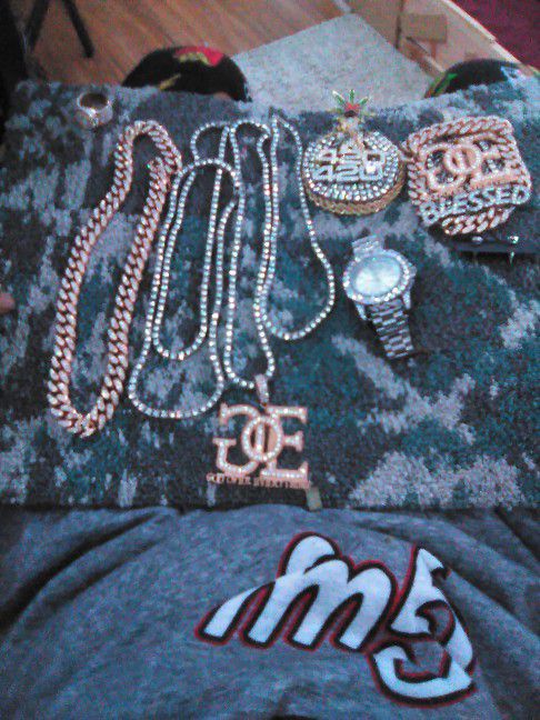 🔥🔥🔥 IcedOut Chains And Pendents.. " G.O.E." Pen. $100-$170 For Both $250.00 Big & Heavy One Of A Kind !! Trades Are Welcome..