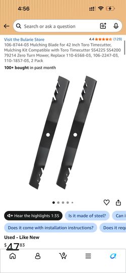 NEW Toro TimeCutter 42” Mulching Blades 2-Pack – Zero Turn Mower Replacement Blades