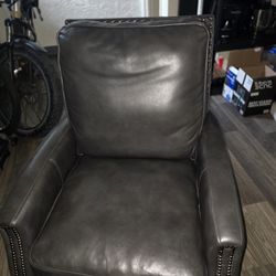 Dark gray genuine leather recliner