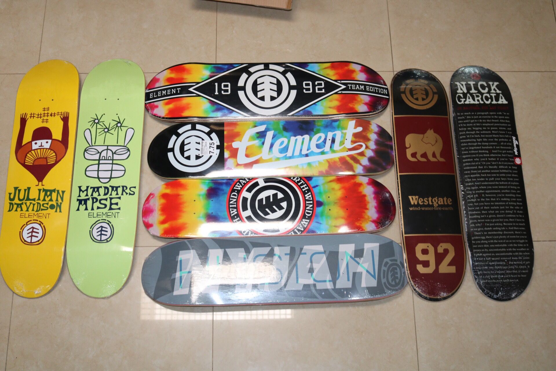 Element skateboards decks