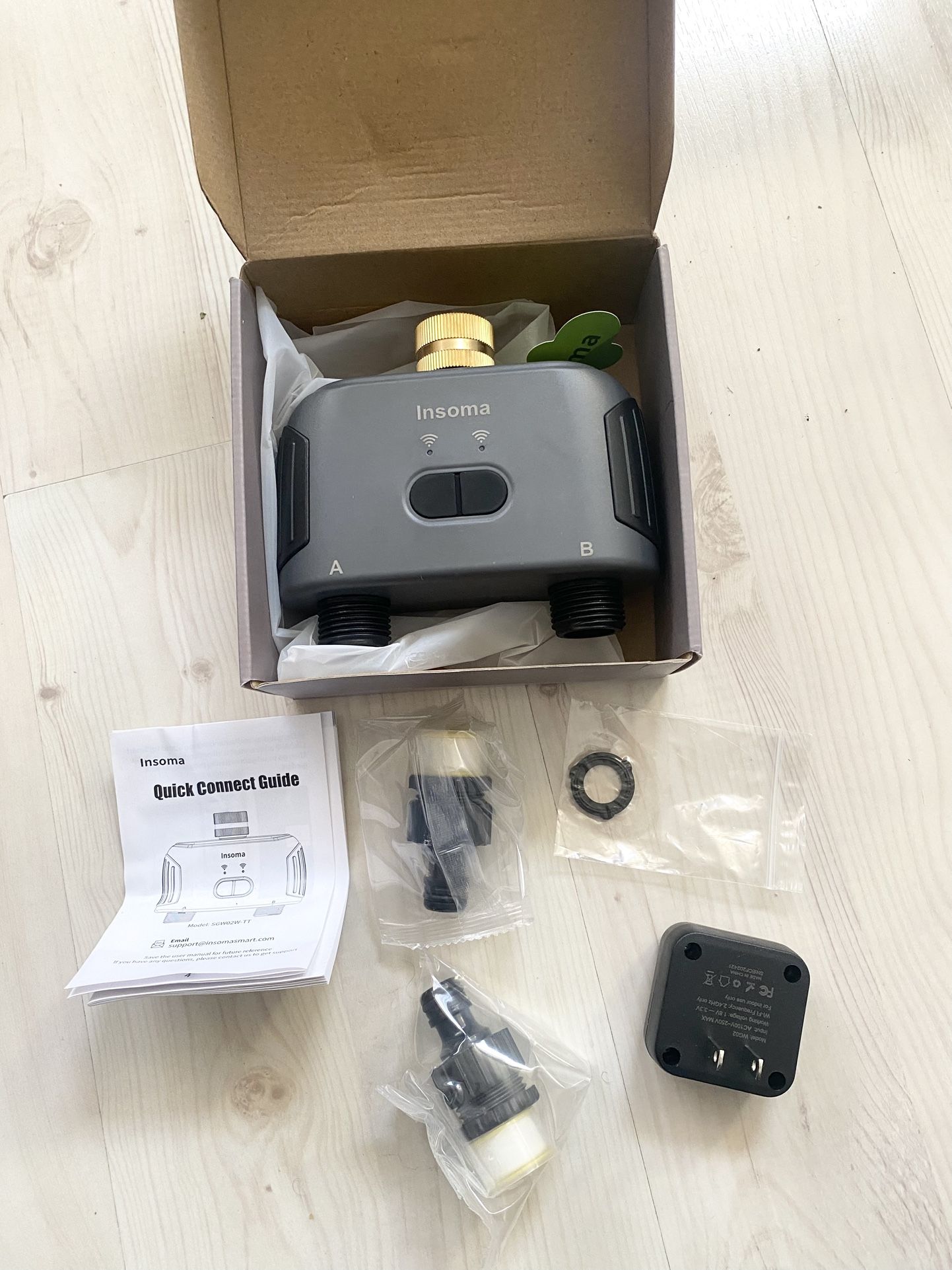 2 Zones WiFi Water Timer Brass Inlet and Outlet, Sprinkler Timer for Garden Hose, APP Remote Control WiFi Hose Timers with Gateway, Voice Control with