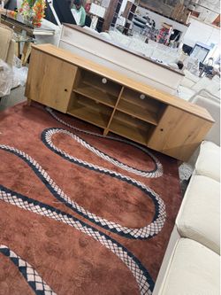 WAMPAT TV Stand for TVs over 75 inches, 70-inch Mid-Century Modern Wooden Entertainment Center with Door, Wide Console Table with Adjustable Storage S