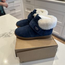 UGG Kids Nolen fur Short Boots Deep Blue New Size 10