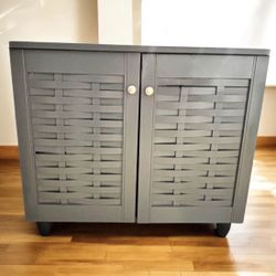 New Dark Gray 2 Door Wooden Entryway Shoe Storage Cabinet 