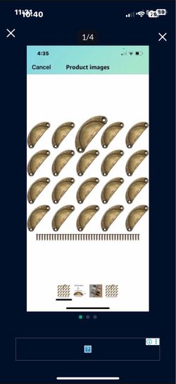 30Pack Cabinet Hardware Bin Cup Drawer Pull, Cabinet Handles Drawer Knobs 2 1/2"(64mm) Hole Center, Golden