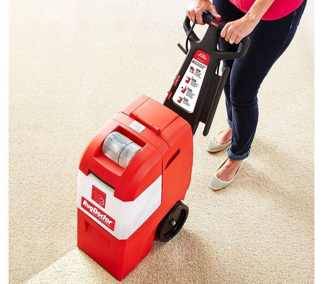 Rug Doctor Mighty Pro X3 Commercial Carpet Cleaner – Large Red Pet Pack, Includes 48 oz. Pet Carpet Cleaner Solution, Commercial Carpet Cleaning Machi