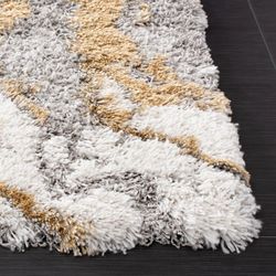 Ivory/Gray/Gold Area Rug 4’ X 6’