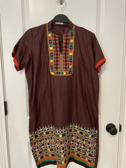 Brown And Orange Salwar Kameez