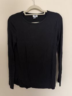 Old Navy Womens M Black Long Sleeve Crew Neck T Shirt Basic Casual Tee