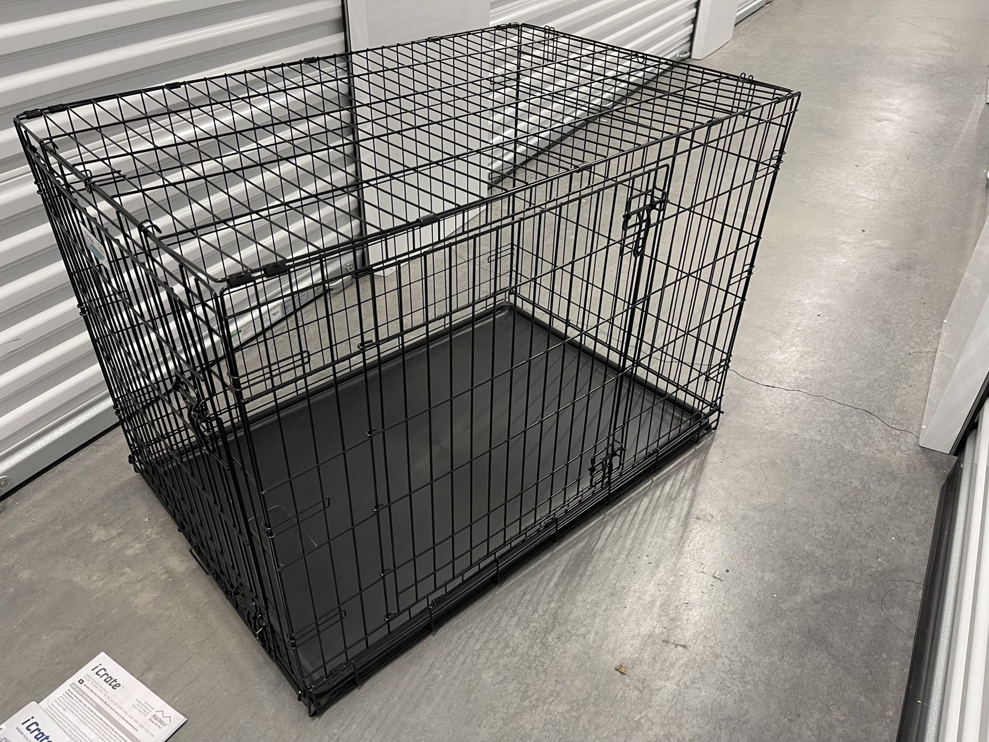 MidWest ICrates Dog Pen 42" 2 Doors Foldable Collapsible Metal Divider Leak Proof Pan