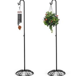 2 Pack 37" - 59" Adjustable Shepherds Hooks Stand