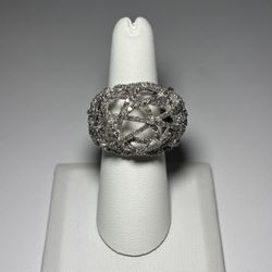 .925 Sterling Silver 2.66ctw Genuine White Diamond Dome Ring Size 7.25