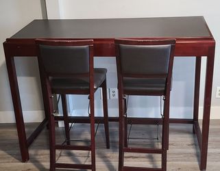 High rise desk with 2 chairs