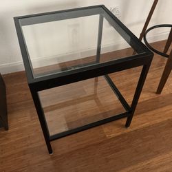 Black frame w/ glass top and shelf  - End Table 