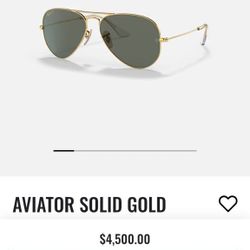  24k Ray Ban Solid Gold Sun Glasses Only 6,000 Pairs