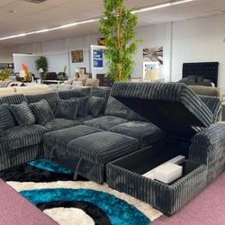 🛋️NEW!! Corduroy Sleeper Sectional Sofa STILL IN BOX 📦 