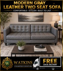 Modern Gray Leather Two Seat Sofa – Budget Friendly & Stylish! 🛋️🔥 FREE LOCAL DELIVERY AVAILABLE