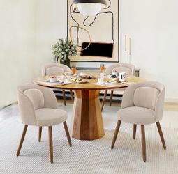 4X Light Camel color fabric dining chairs