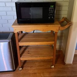 Oak Microwave Cart 