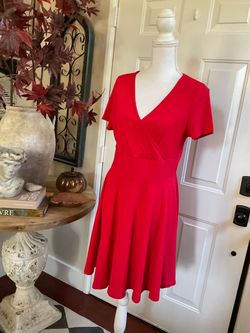 Beyond Graham red wrap dress with tie waist, size XL