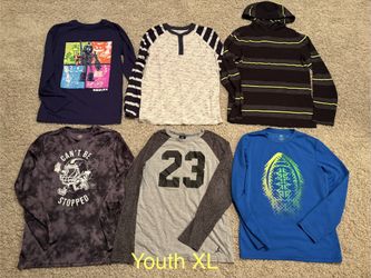 Lot of 6 Boys Youth XL Long Sleeve Shirts - Jordan, Tek Gear, Roblox etc