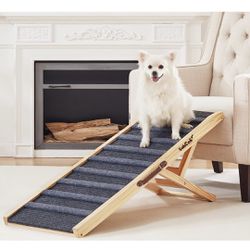 Sakgos Dog Ramp for Bed, Adjustable Pet Ramp for Couch, Dog Ramp for High Bed, Wooden Folding Portable Dog Cat Bed Ramp for Bed and Car, Non Slip Carp