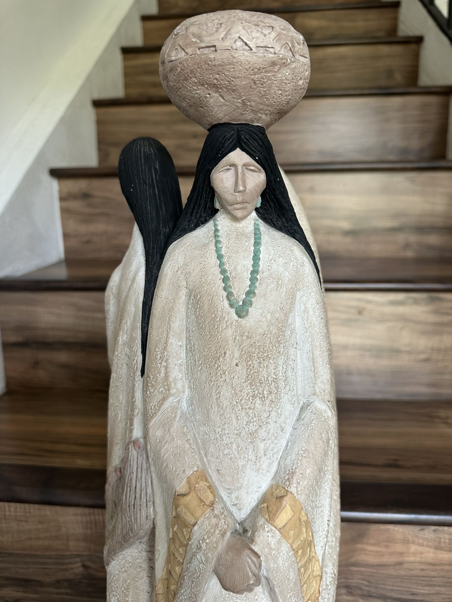 Rare Earth Wind Fire Southwestern Indian Women Sculpture – 1988 Austin Sculpture – 23.25” Tall – Plaster – Excellent Vintage Condition