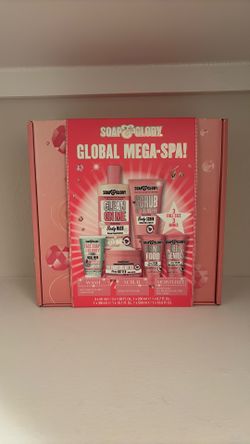 Soap & Glory Mega-Spa Bath Set Pink Exfoliating Hand Cream Body Scrub Butter