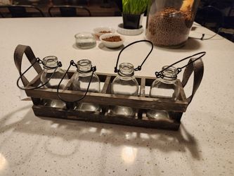 4 Vases In A Little Tray With Handle