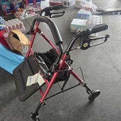 Adjustable Height Rollator Rolling Walker with 6 in. Wheels, Red Drive Medical 