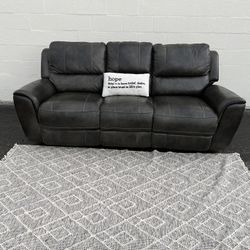 Gray Leather Recliner Sofa