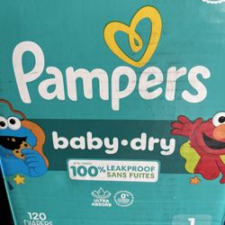 Pampers Baby Dry Diapers - Size 1, 120 Count, Absorbent Disposable Diapers