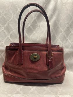 Coach Hamptons Madeline Leather Tote Bag Red #12482