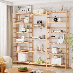 Triple Wide 6-Tier Bookshelf and Bookcase,Large Freestanding Book Shelf with 17