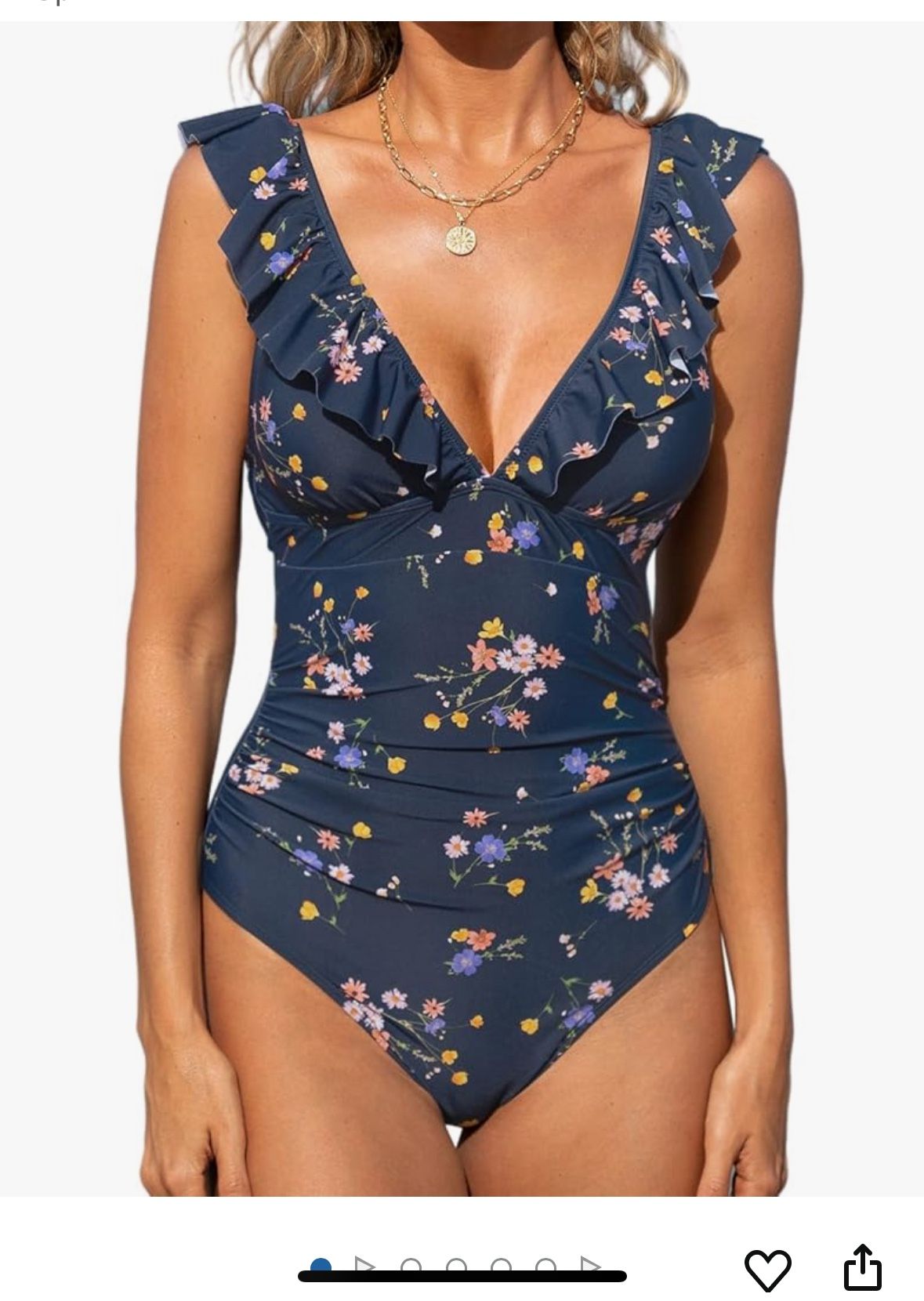 Herseas Women's Bikini Sets Floral Print Whip Stitch 2 Piece Swimsuits