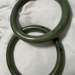 2 Vintage Solid Jade Bangles 