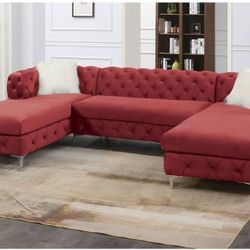 🎄🎄3 PC SET UPHOLSTERY VELVET BURGUNDY