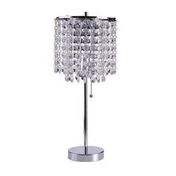 NEW Chromed Glam ACRYLIC crystal-like table lamp 20.25" H,