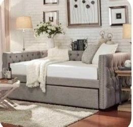 XL twin tufted daybed with trundle
