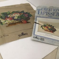 Embroidery Kit. Basket With Fruit. Vintage 