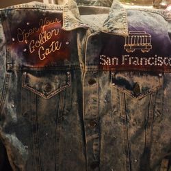 Vintage 1987 Tony Alamo Jean Hand Painted Jacket With Austrian Crystals
