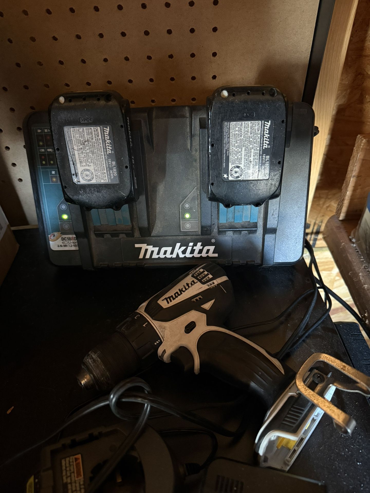 Makita Drill With Dual Charger, single charger And Batteries